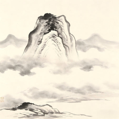 Stream flowing through an empty valley with moss-covered stones, symbolizing the peace of sitting transformation