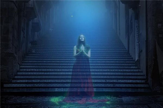 A married woman dreaming of ghosts, dream interpretation illustration
