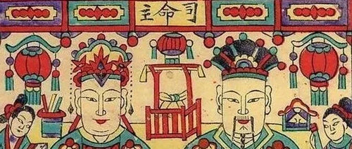 Traditional Kitchen God altar with offerings for the Xiaonian ritual