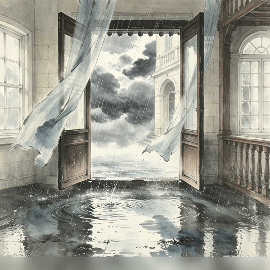 梦见大雨进屋什么意思 — dream of rain entering the house illustration