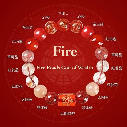 Five Elements Crystal Bracelet: Supplement the Fire element and enhance financial fortune