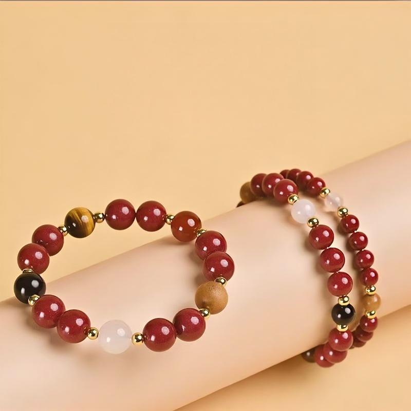 Daoist Five Elements Cinnabar Bracelet for Good Luck and Protection