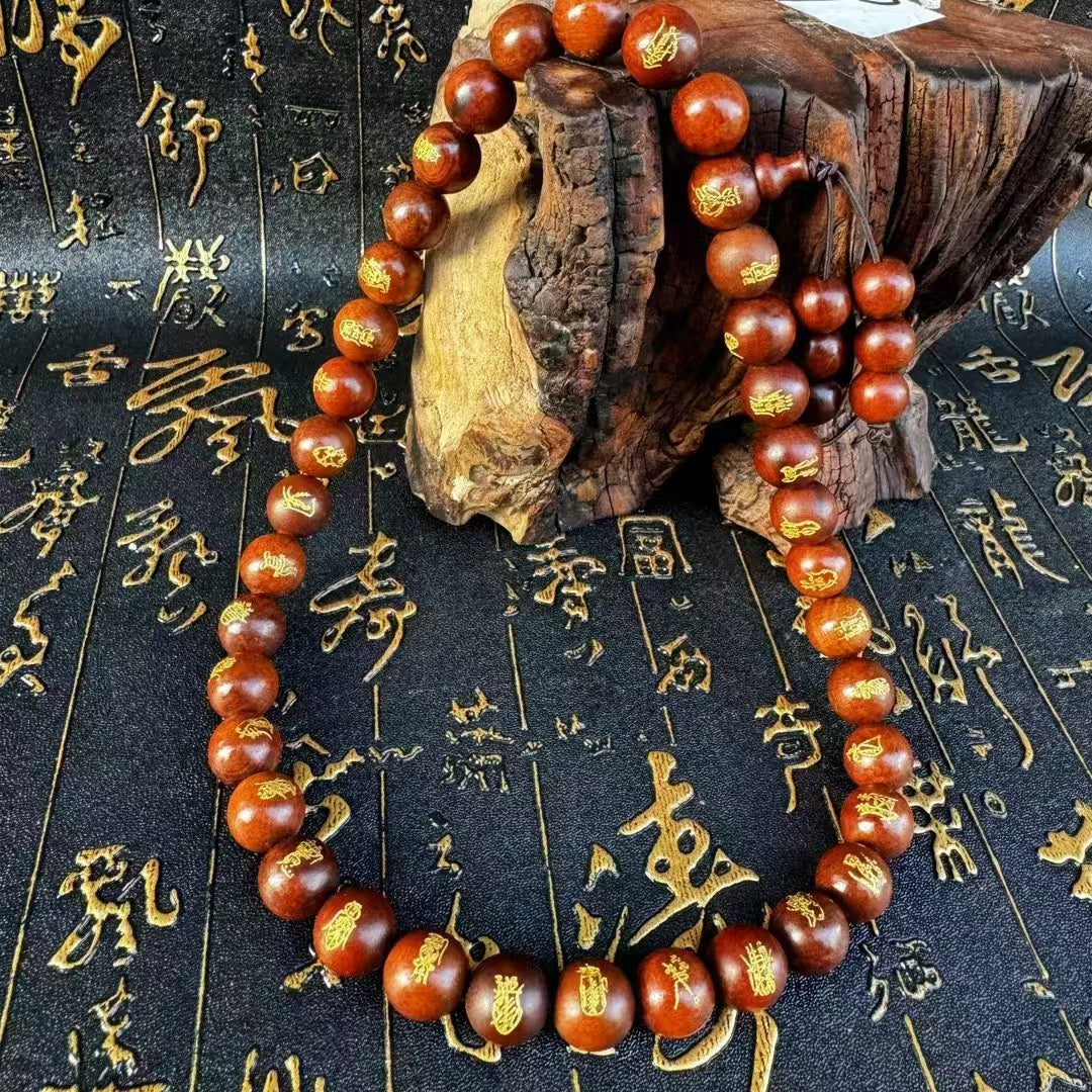Jujube Wood Hand String with Gilt 36 Commanders of the Thunder Department – Calming the Mind, Driving Away Evil, and Ensuring Peace and Safety