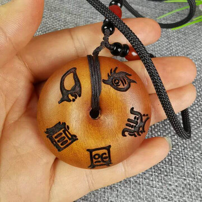 Anhänger aus Jujube-Holz mit den fünf heiligen Bergen und friedvollem Verschluss