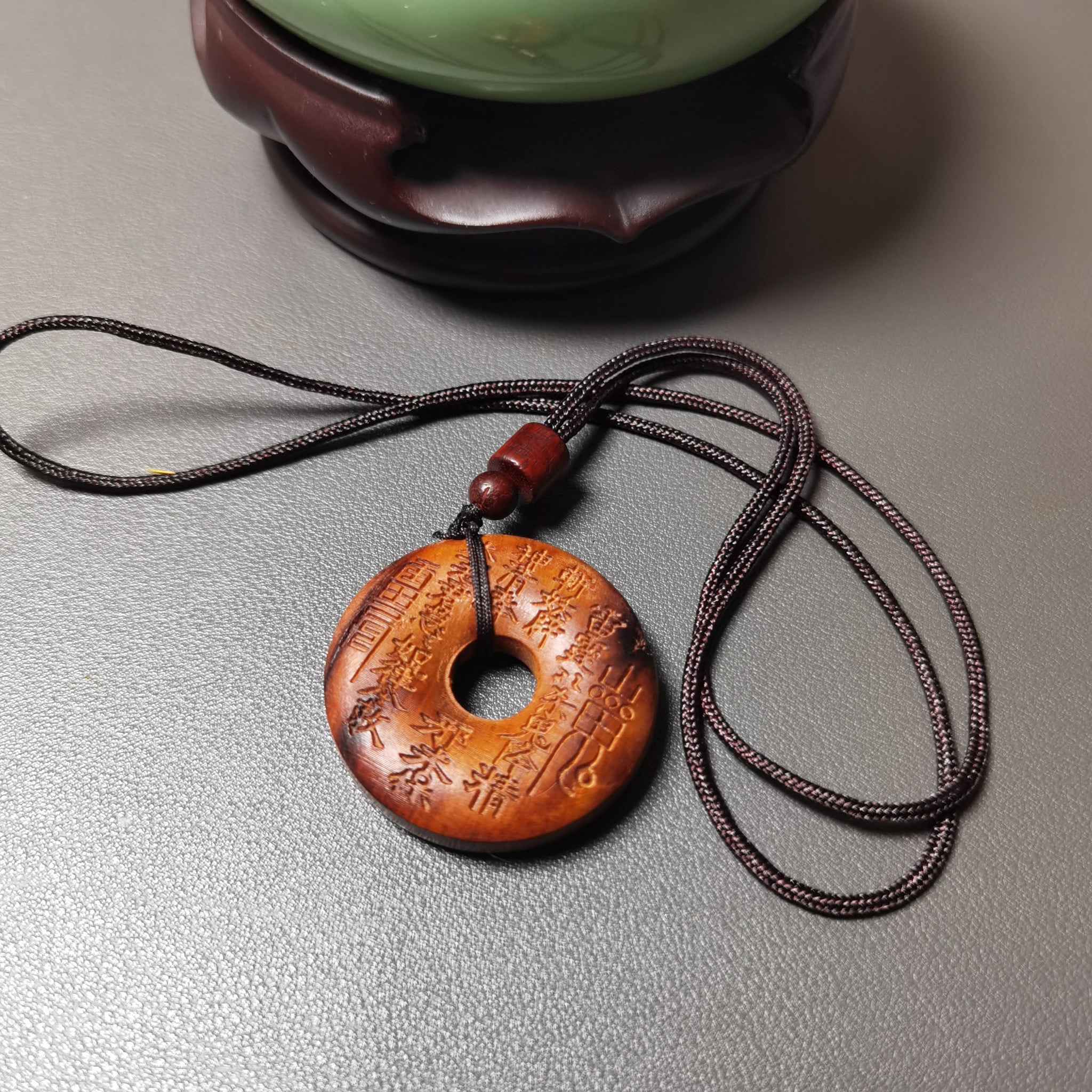 Thunder-Struck Jujube Wood Mountain Ghost Coin Bagua Energy Field Peace Pendant