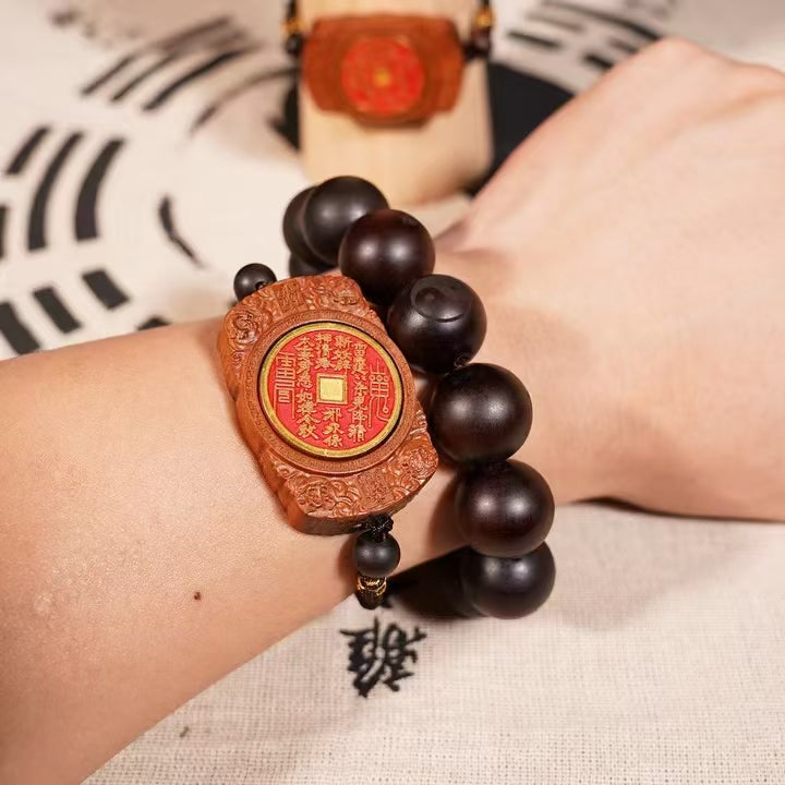 Taoist jujube wood “Mountain Ghost Spending Coin” protective bracelet