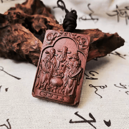 Taoist Thunder struck Jujube Wood Five Wealth Gods Blessing Amulet Pendant - View 4
