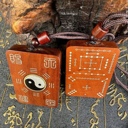 Consecrated Jujube wood Ziwei taboo Taiji Talisman 已开光雷击枣木紫薇讳太极护身符 - View 1