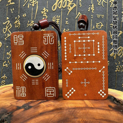 Ziwei-Tabu-Handornament aus Jujube-Holz, Hetu und Luoshu, drehbares Tai Chi, dem Weg der Natur folgend, hängendes Ornament mit Silberdrahteinlage